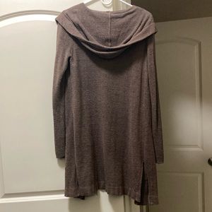 Barefoot Dreams Mocha Colored Hooded Long Cardigan